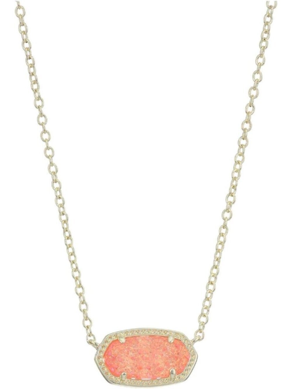 Women's Coral Drusy 14k Gold Plated Elisa Fashion Jewellery Pendant Necklaces